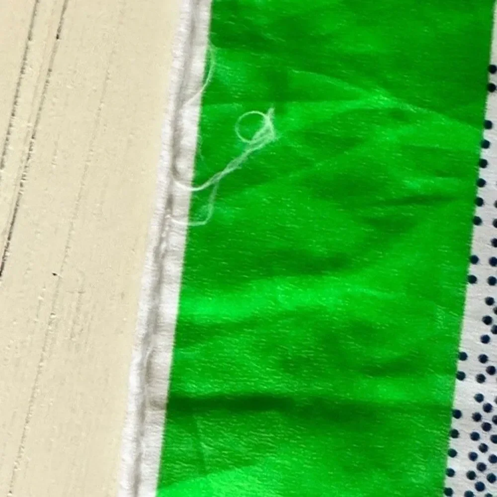 Vintage 70's White Lime Green Polka Dot Silk Rayon Scarf Square Glamour Retro